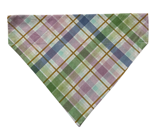 Green And Purple Plaid Over The Collar Bandana