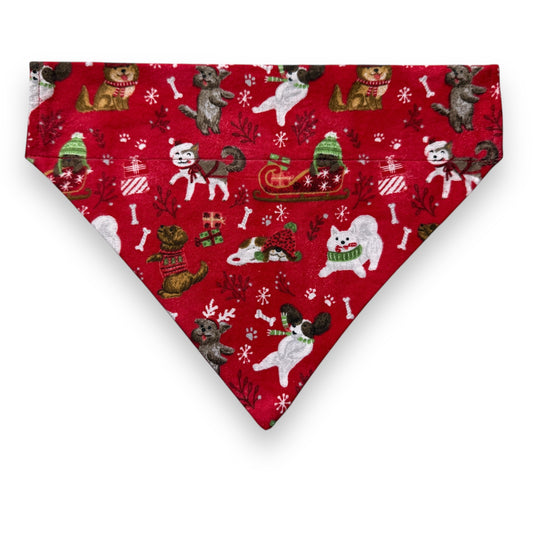 Red Dog Print Christmas Over The Collar Bandana